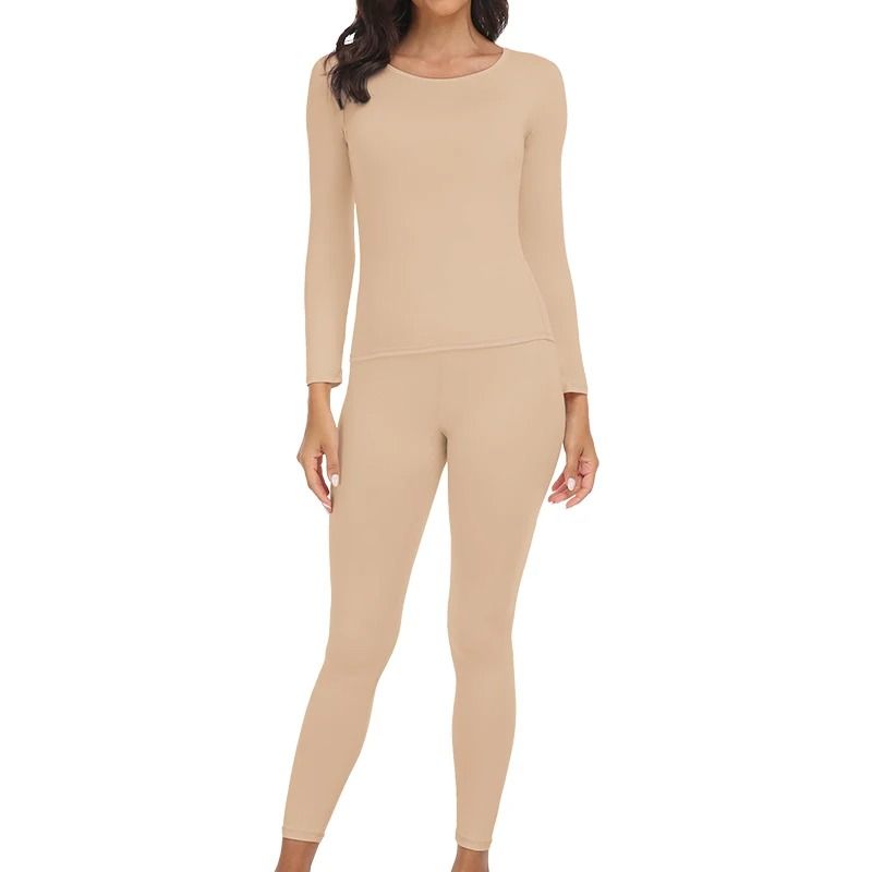 Womens Thermal Underwear Set Long Johns With Polyester Lining 7
