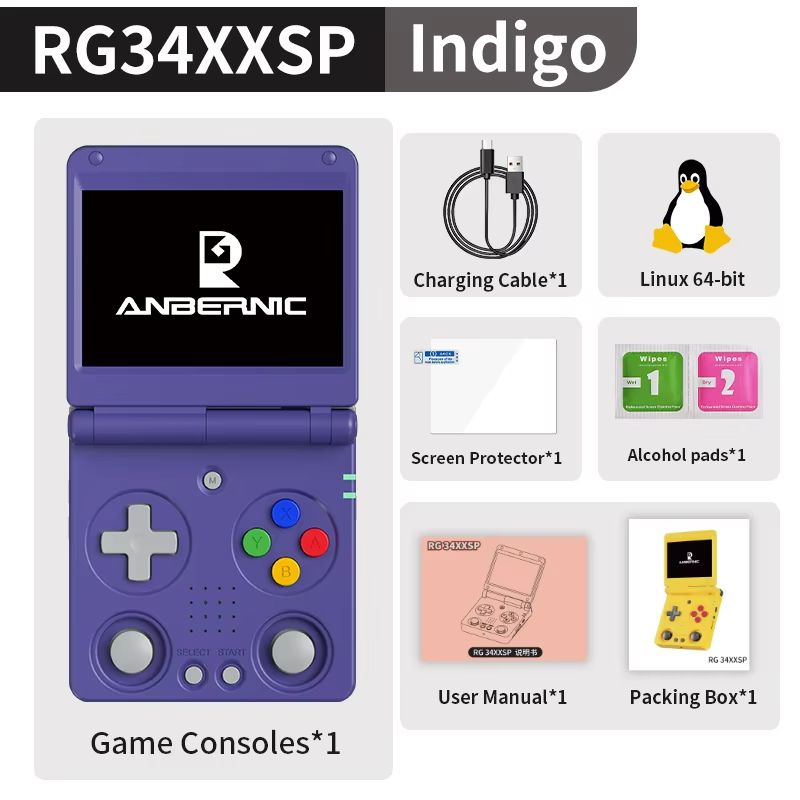 Anbernic RG34XXSP Retro Handheld Game Console  Flip Design With 34 IPS Screen WiFi  64Bit Linux Sys 8