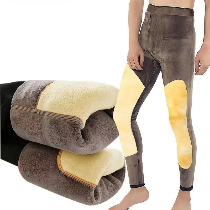 Unisex High-Waist Winter Pants with Thick Wool Sheepskin Lining