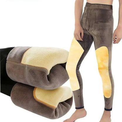 Unisex High-Waist Winter Pants with Thick Wool Sheepskin Lining