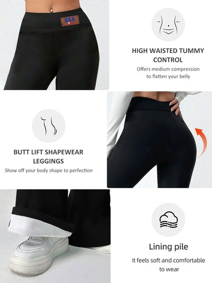 High Waisted Plush Bell Bottom Pants For Winter Warmth 5