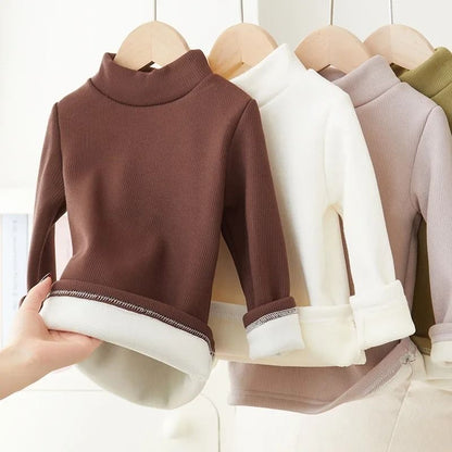 Children Long Sleeve Half High Collar T Shirt for Boys and Girls