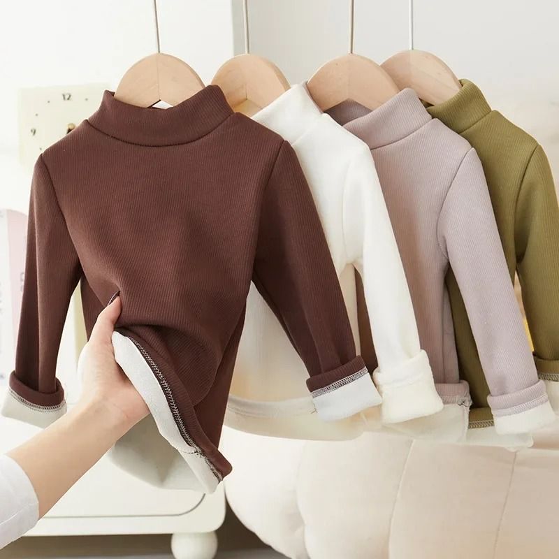 Children Long Sleeve Half High Collar T Shirt For Boys And Girls 5