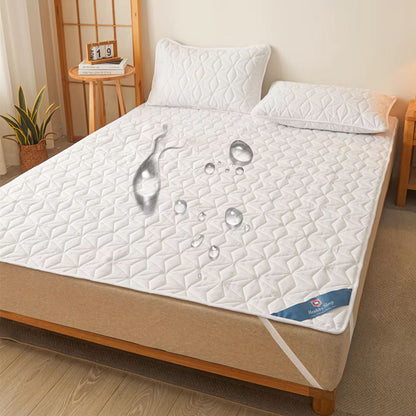 Breathable Waterproof Mattress Protector With Elastic Straps  Noiseless Deep Pocket Cover Pad 1