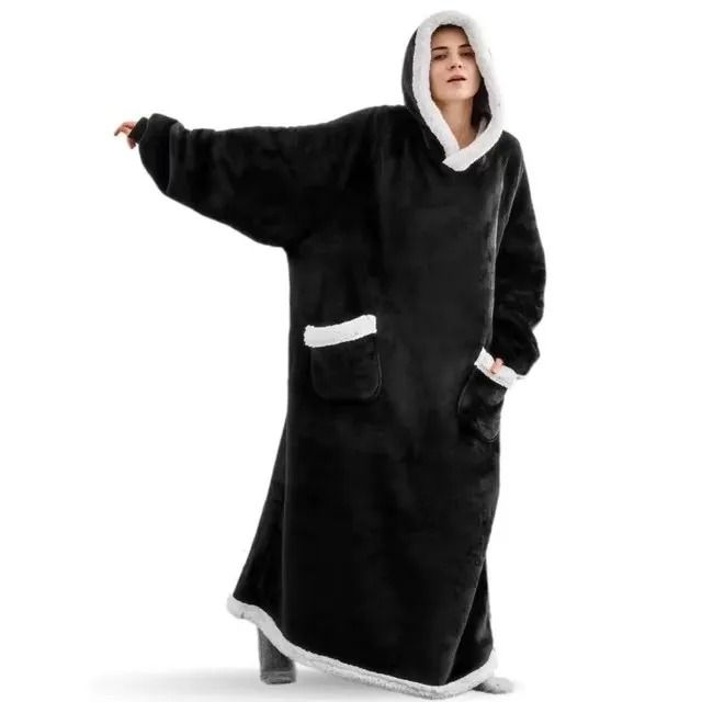 Oversized Flannel Blanket Hoodie With Sleeves For Men And Women 6