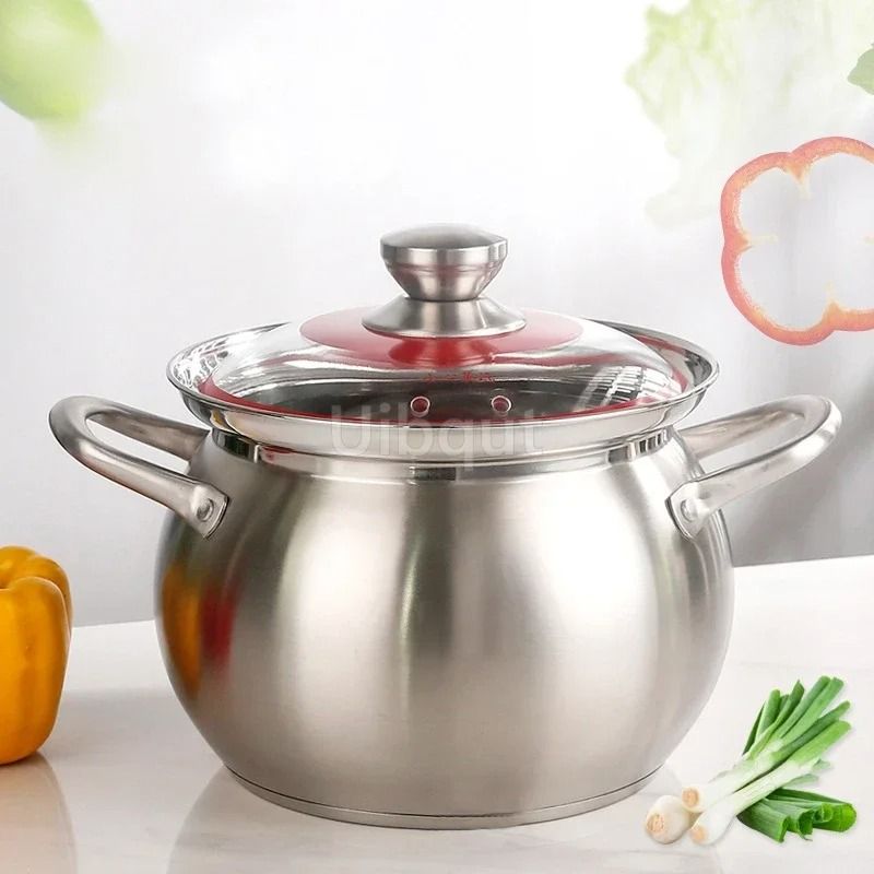 304 Stainless Steel Thick Soup Pot for Induction and Gas Cooking