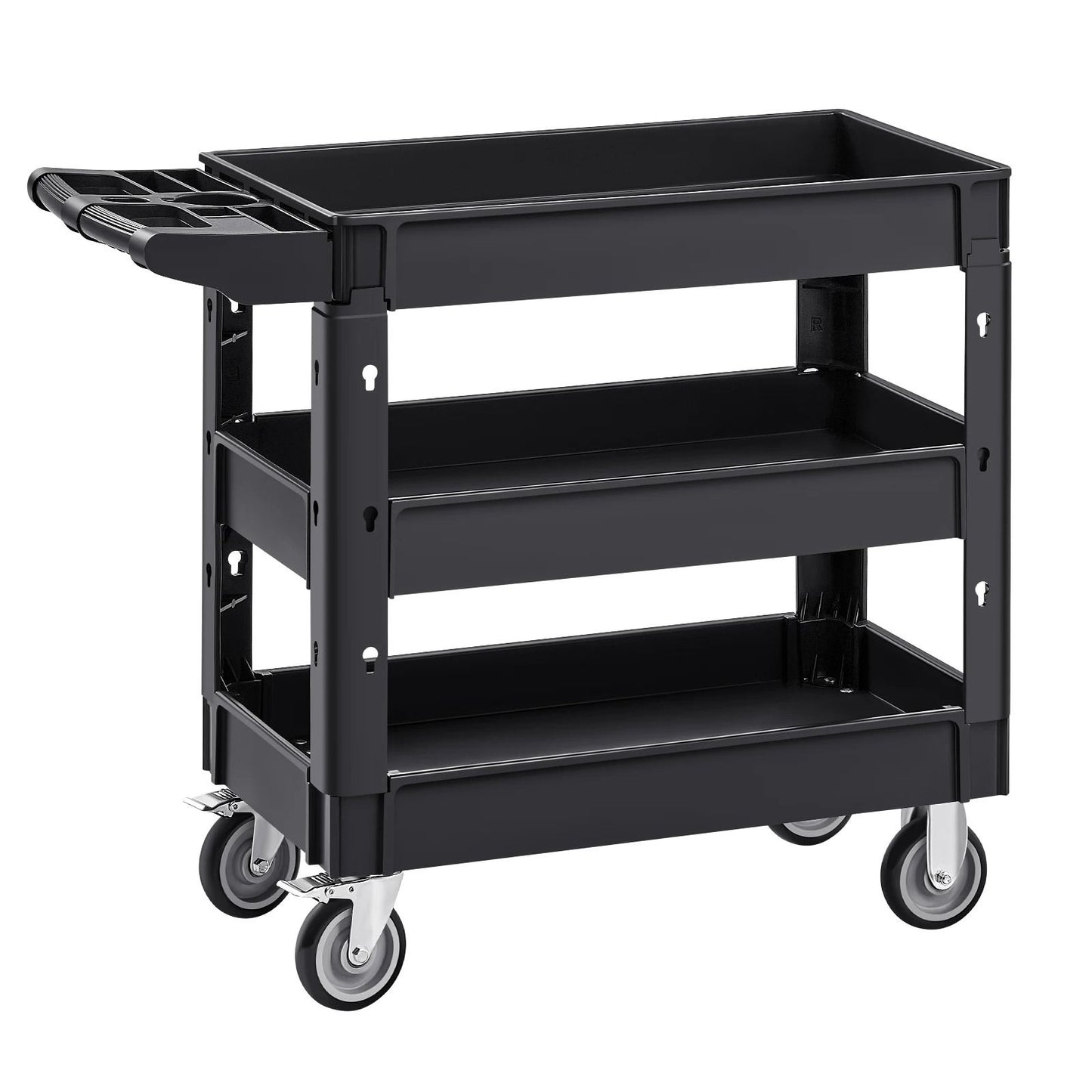 Heavy Duty Utility Service Cart with Two or Three Shelves and Swivel Wheels