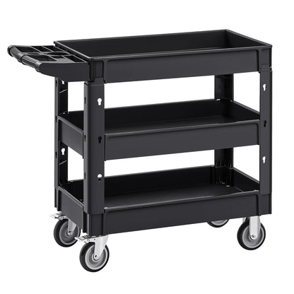 Heavy Duty Utility Service Cart with Two or Three Shelves and Swivel Wheels