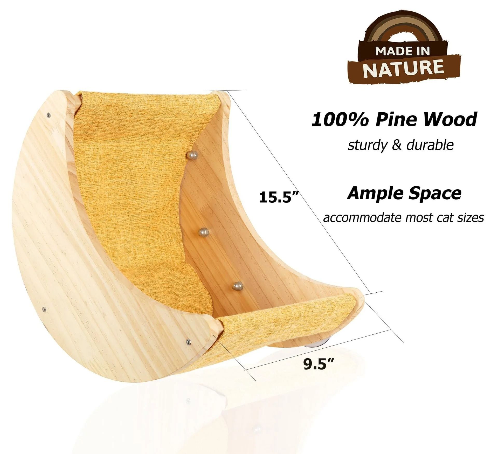 Wooden Cat Window Hammock With Strong Suction Cup Mount 4