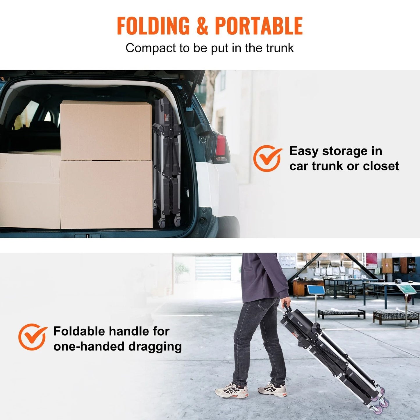 Three Tier Folding Rolling Utility Cart With Storage Shelves 4