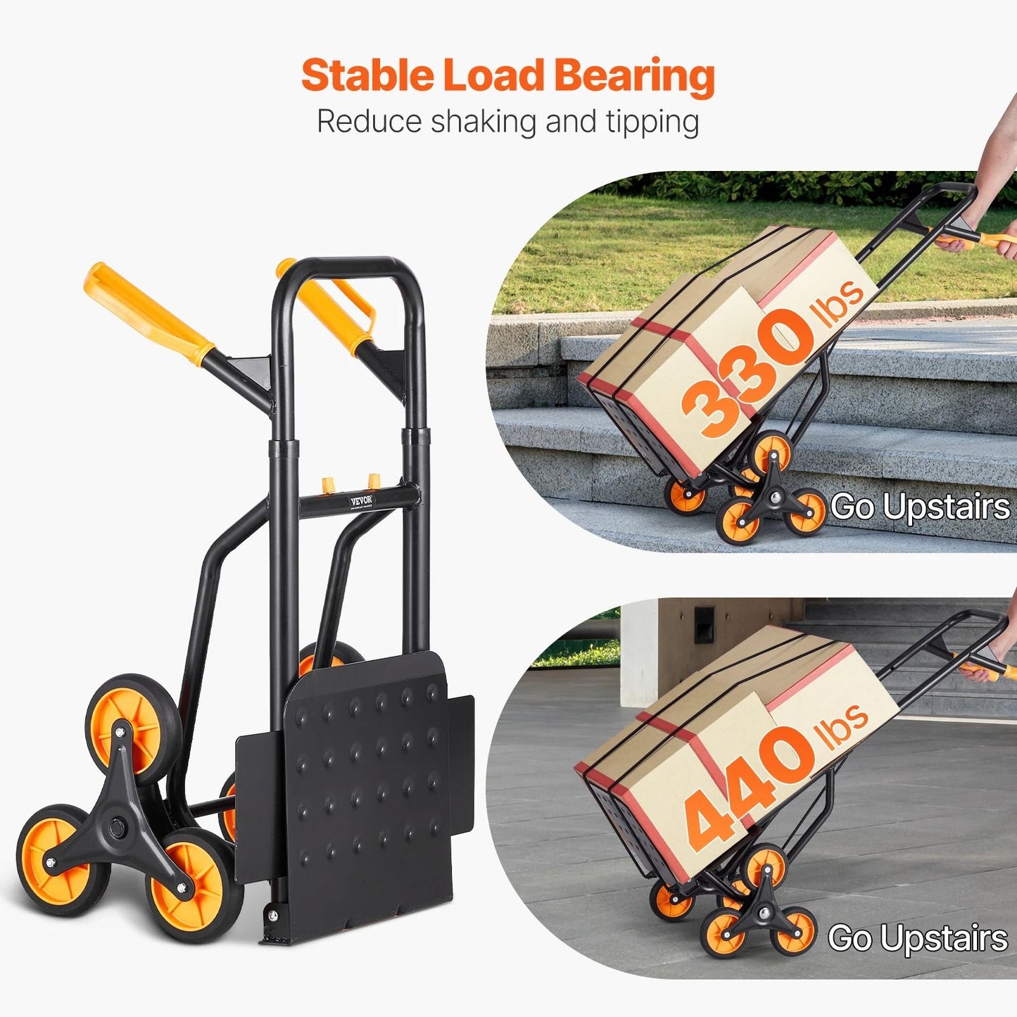 Folding Stair Climbing Hand Truck Dolly With Six Wheels And Elastic Ropes 2