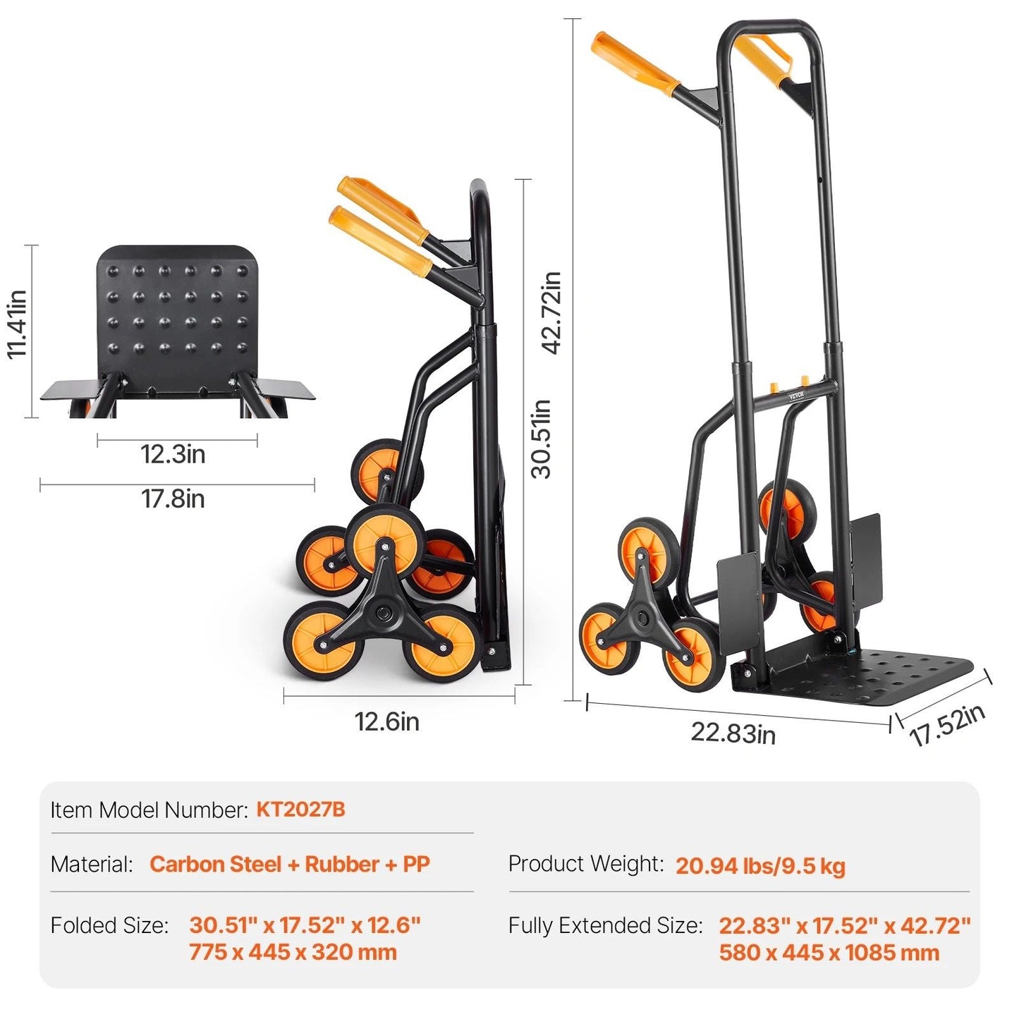 Folding Stair Climbing Hand Truck Dolly With Six Wheels And Elastic Ropes 6