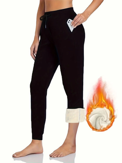 Women Sherpa Lined Sweatpants With Pockets 2