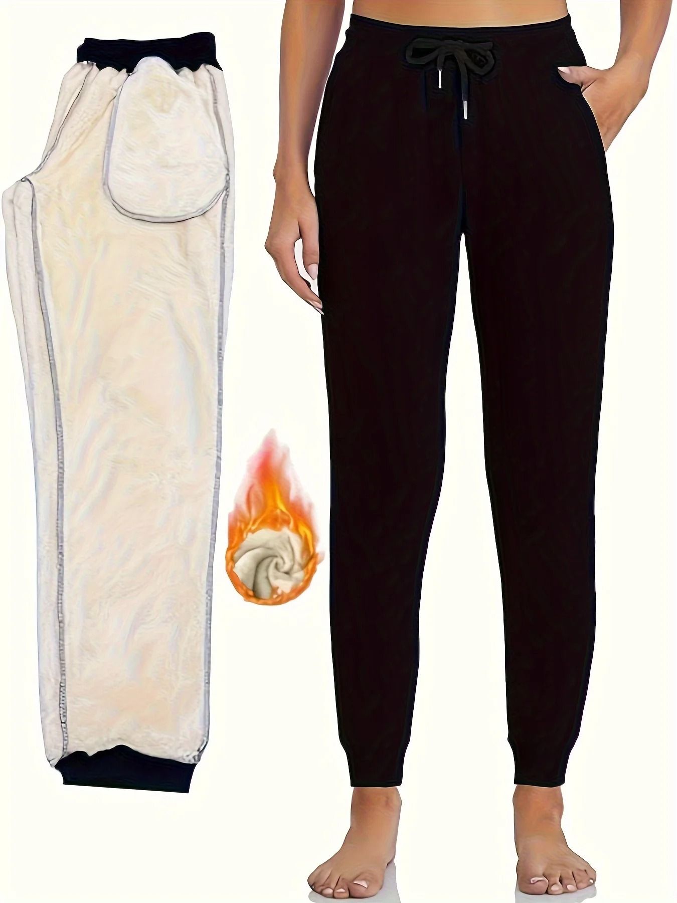 Women Sherpa Lined Sweatpants With Pockets 5