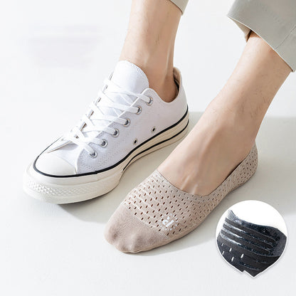 Men's Summer Thin Mesh Socks, Invisible Low Cut Anti-Slip Silicone Grip Breathable Casual Socks for Men