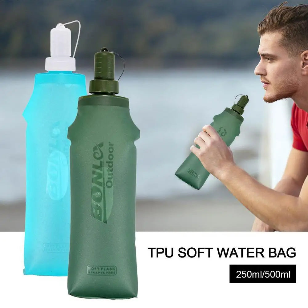 250ML 500ML Soft Flask, Running Water Bottle Foldable, TPU Hydration Flask for Running Pack, Cycling & Hiking
