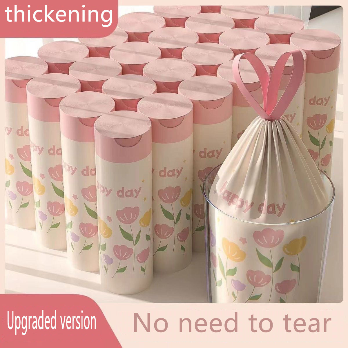 Lavender Trash Bags Thickened Scented Drawstring Trash Bags High-Density Polyethylene Large Multipurpose Bags