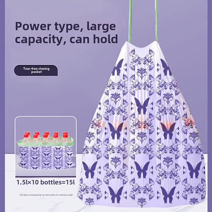 Lavender Scented Large Capacity Drawstring Trash Bags with Handles for Kitchen, Bathroom, Bedroom & Living Room