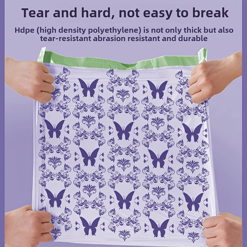 Lavender Scented Large Capacity Drawstring Trash Bags with Handles for Kitchen, Bathroom, Bedroom & Living Room