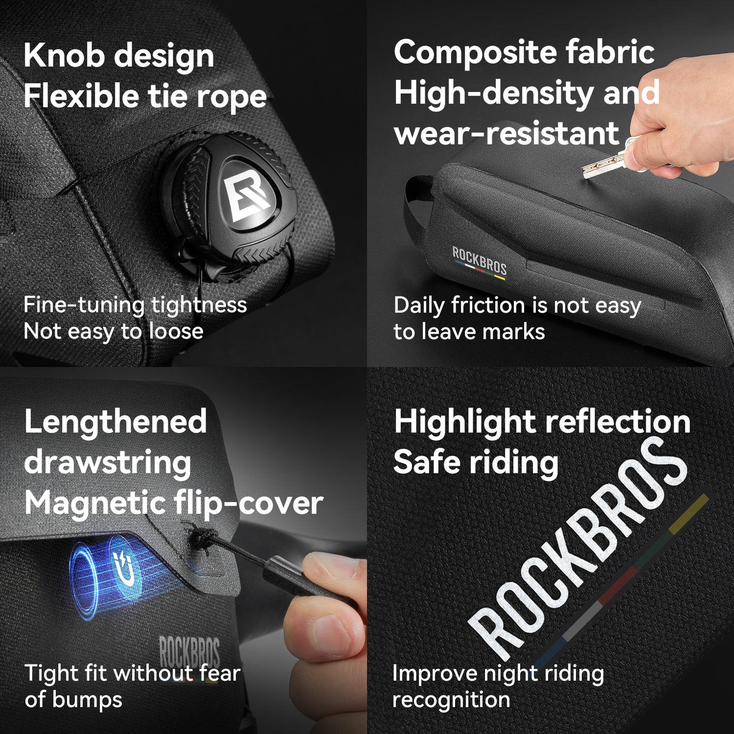 ROCKBROS ROAD TO SKY Bicycle Bag, Magnetic Suction Front Bag, Waterproof Phone Bag for MTB, Road Bike Riding