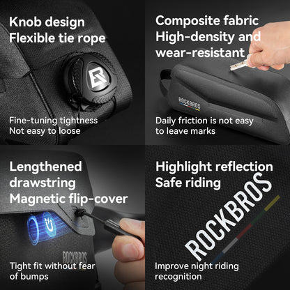 ROCKBROS ROAD TO SKY Bicycle Bag, Magnetic Suction Front Bag, Waterproof Phone Bag for MTB, Road Bike Riding