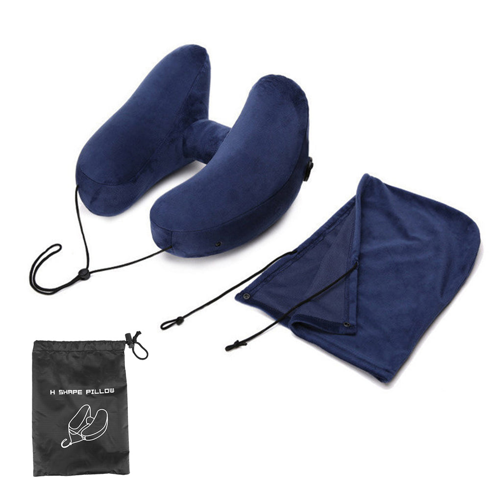 Travel Neck Pillow Inflatable Neck Pillow With Hood Car Neck Rest Cushion H Shaped Inflatable Pillo 3
