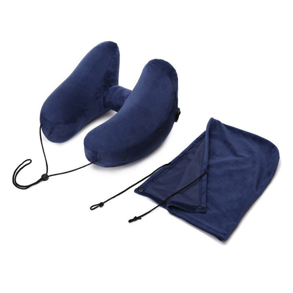 Travel Neck Pillow Inflatable Neck Pillow With Hood Car Neck Rest Cushion H Shaped Inflatable Pillo 1