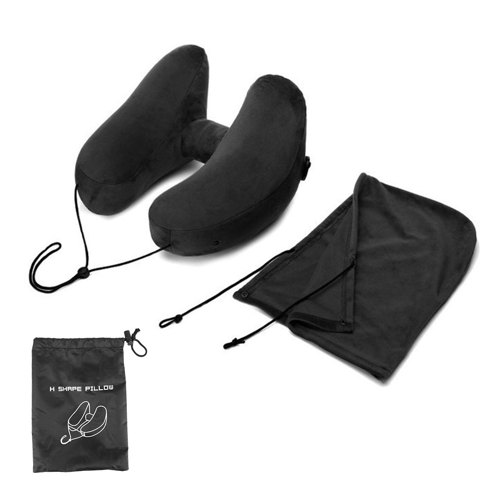 Travel Neck Pillow Inflatable Neck Pillow With Hood Car Neck Rest Cushion H Shaped Inflatable Pillo 4