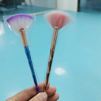 5pcs Fan Brushes Set, Soft Facial Makeup Brushes & Cosmetic Applicator Tools with Wooden Handle for Glycolic Peel Mask