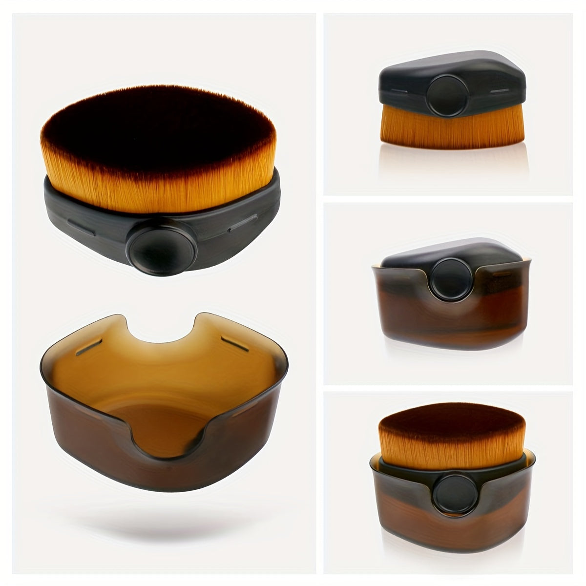 Mini Portable Powder Brush Makeup Brushes with Cover Dustproof, Multi Use Foundation, Concealer & Body Lotion Travel