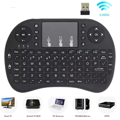 I8 Mini Wireless Keyboard with Air Mouse & Touchpad Remote for Android TV & PC