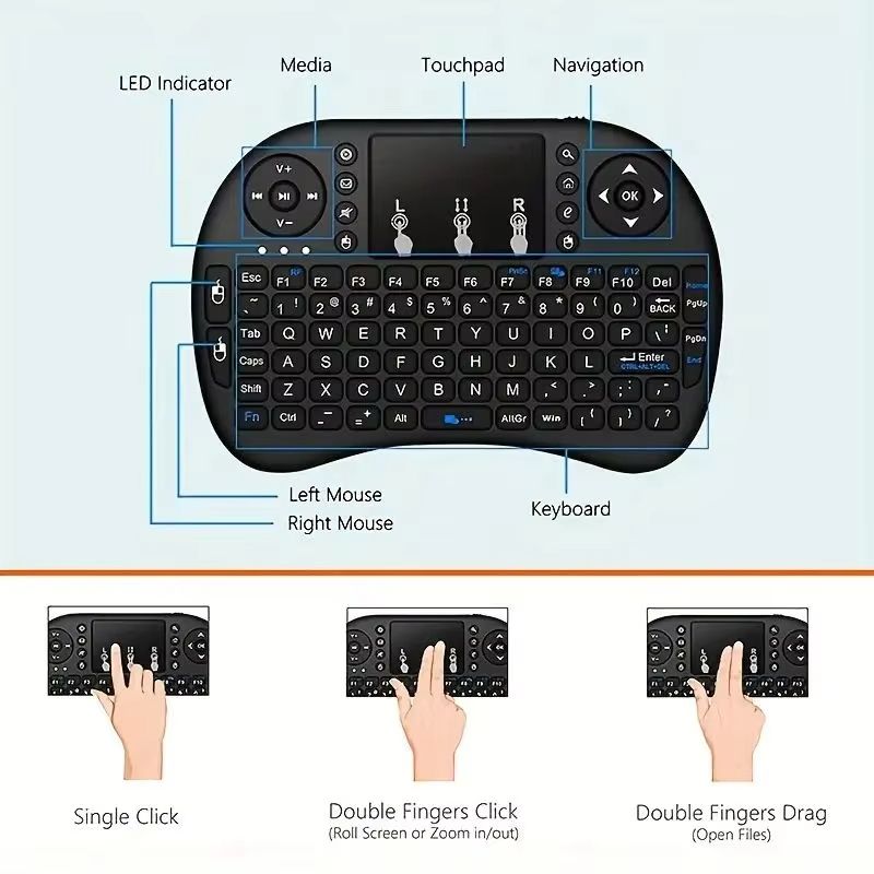 I8 Mini Wireless Keyboard With Air Mouse  Touchpad Remote For Android TV  PC 2