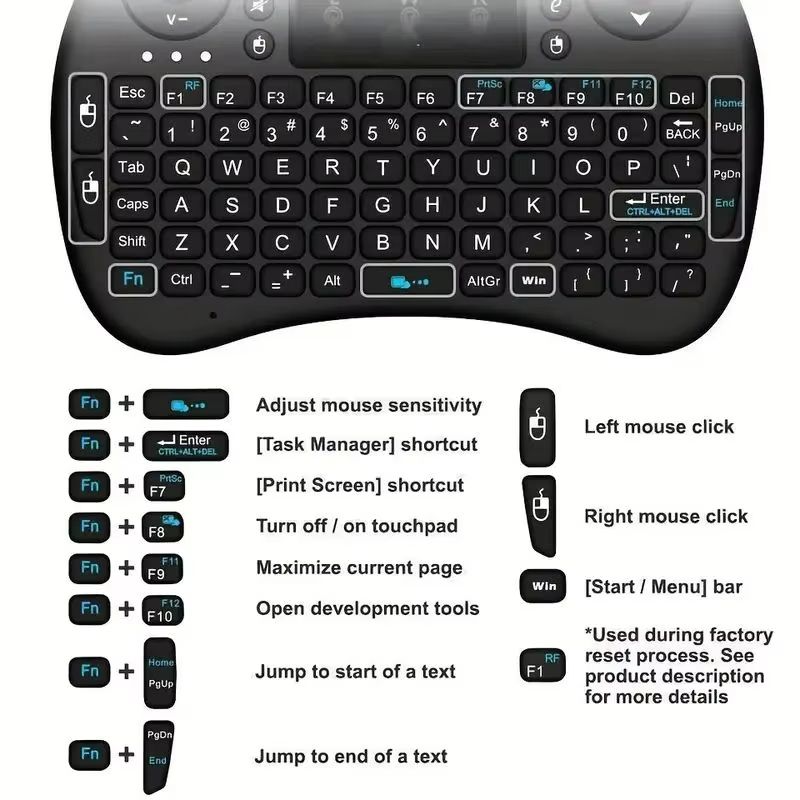 I8 Mini Wireless Keyboard With Air Mouse  Touchpad Remote For Android TV  PC 3