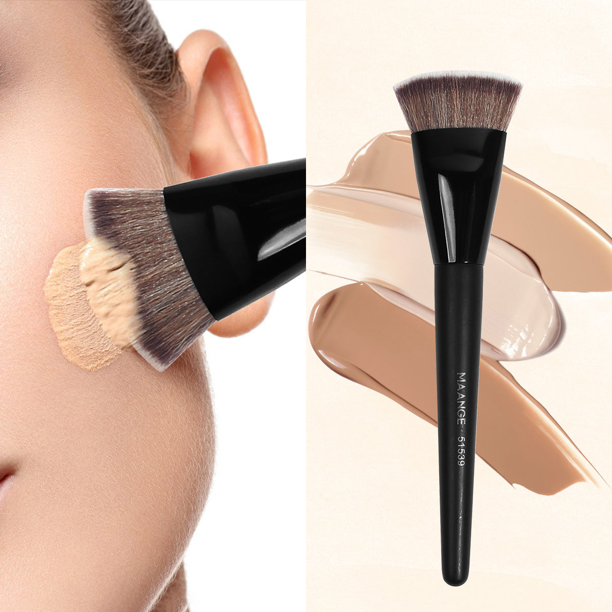MAANGE Flat Head Foundation Brush Single Flat Round Tube with Box, Skin-Friendly Makeup Brush for Powder, Blush