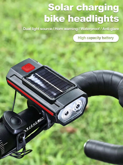 Solar Rechargeable Bicycle Light with 120dB Horn & TYPE-C Charging