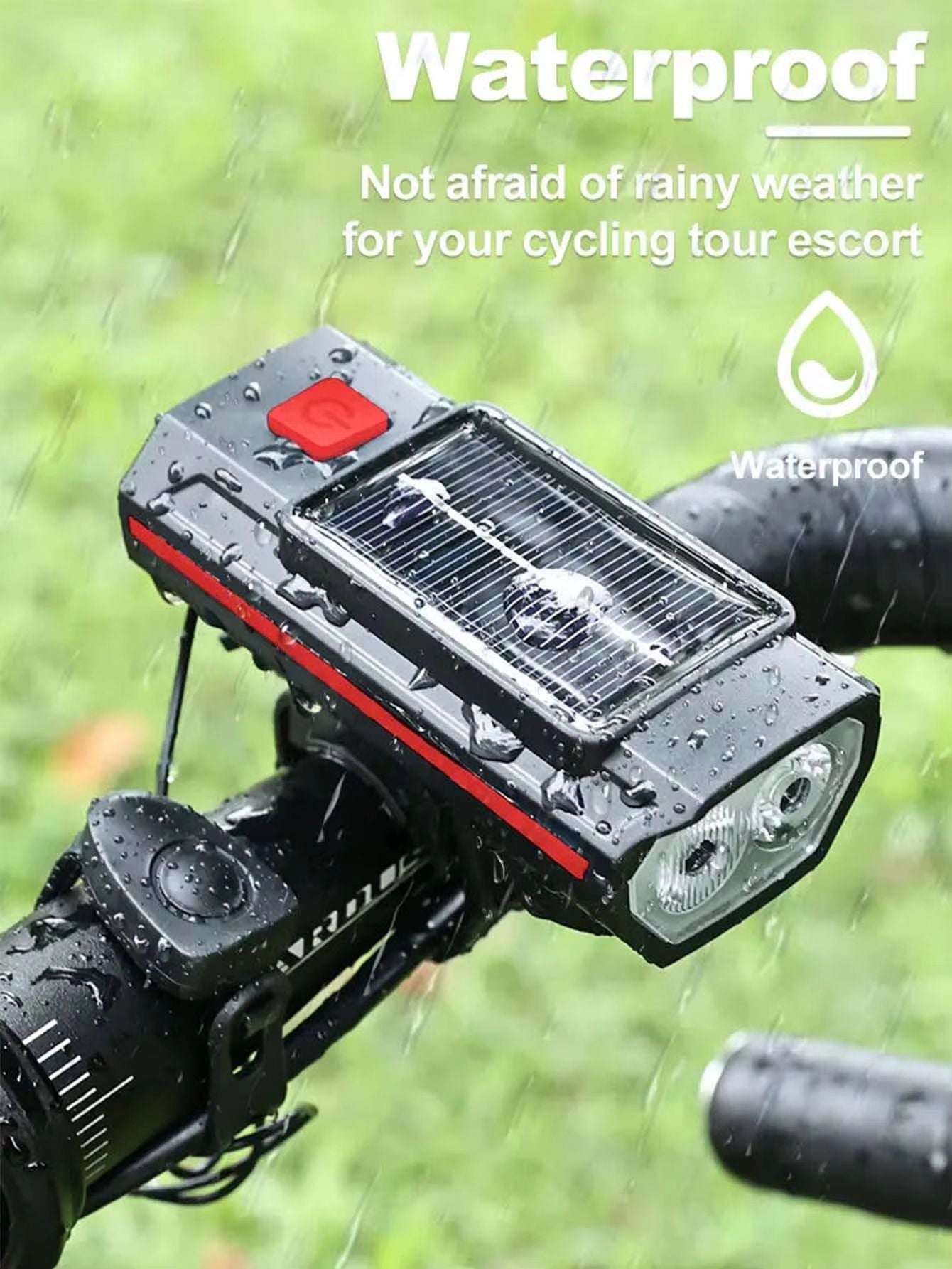 Solar Rechargeable Bicycle Light With 120dB Horn  TYPEC Charging 4