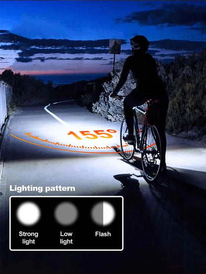 Solar Rechargeable Bicycle Light With 120dB Horn  TYPEC Charging 5