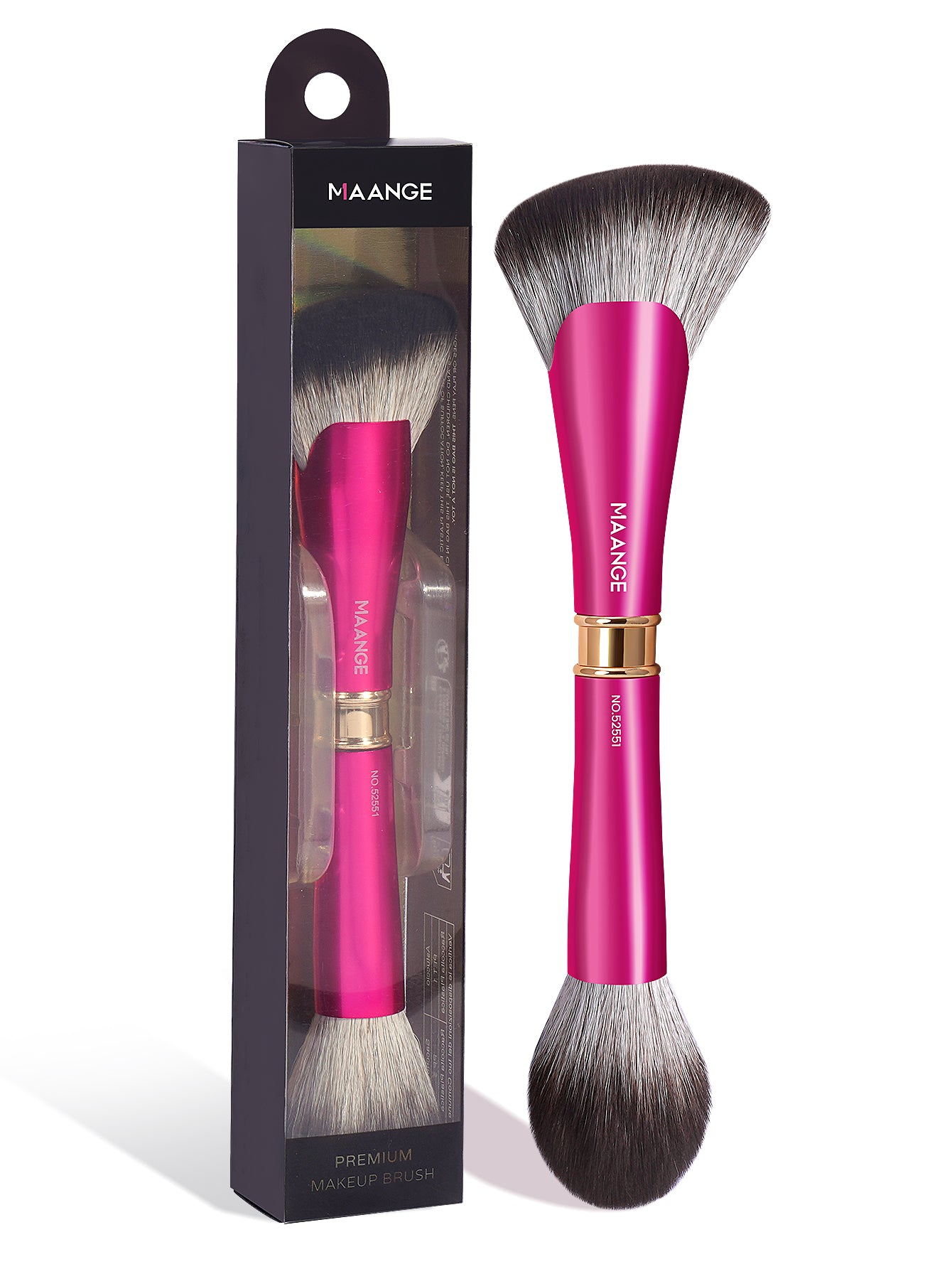 MAANGE Double-Head Fan Makeup Brush, Round Top Brush for Liquid, Cream, Powder, Blending, Ideal Mother's Day & Travel
