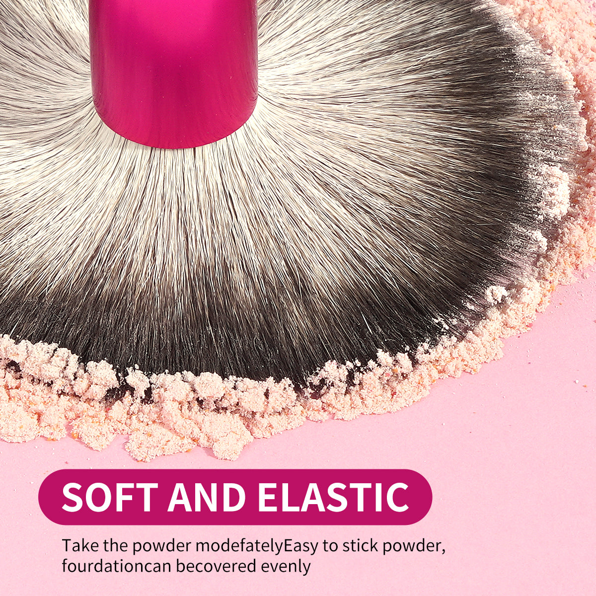 MAANGE Double-Head Fan Makeup Brush, Round Top Brush for Liquid, Cream, Powder, Blending, Ideal Mother's Day & Travel