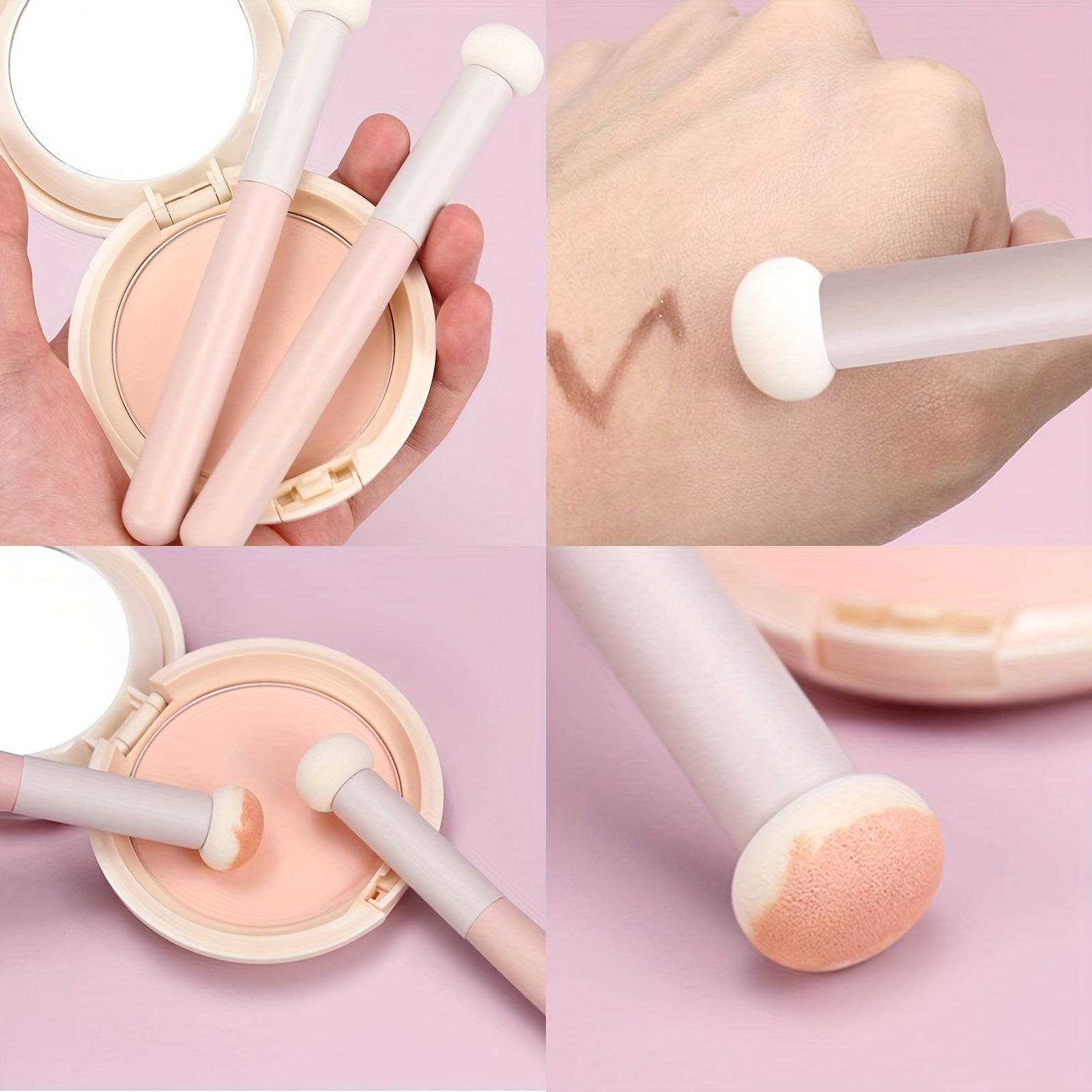 Professional Soft Mushroom Sponge Head Makeup Brushes, Concealer Brush Lipstick Lip Powder Puff & Foundation