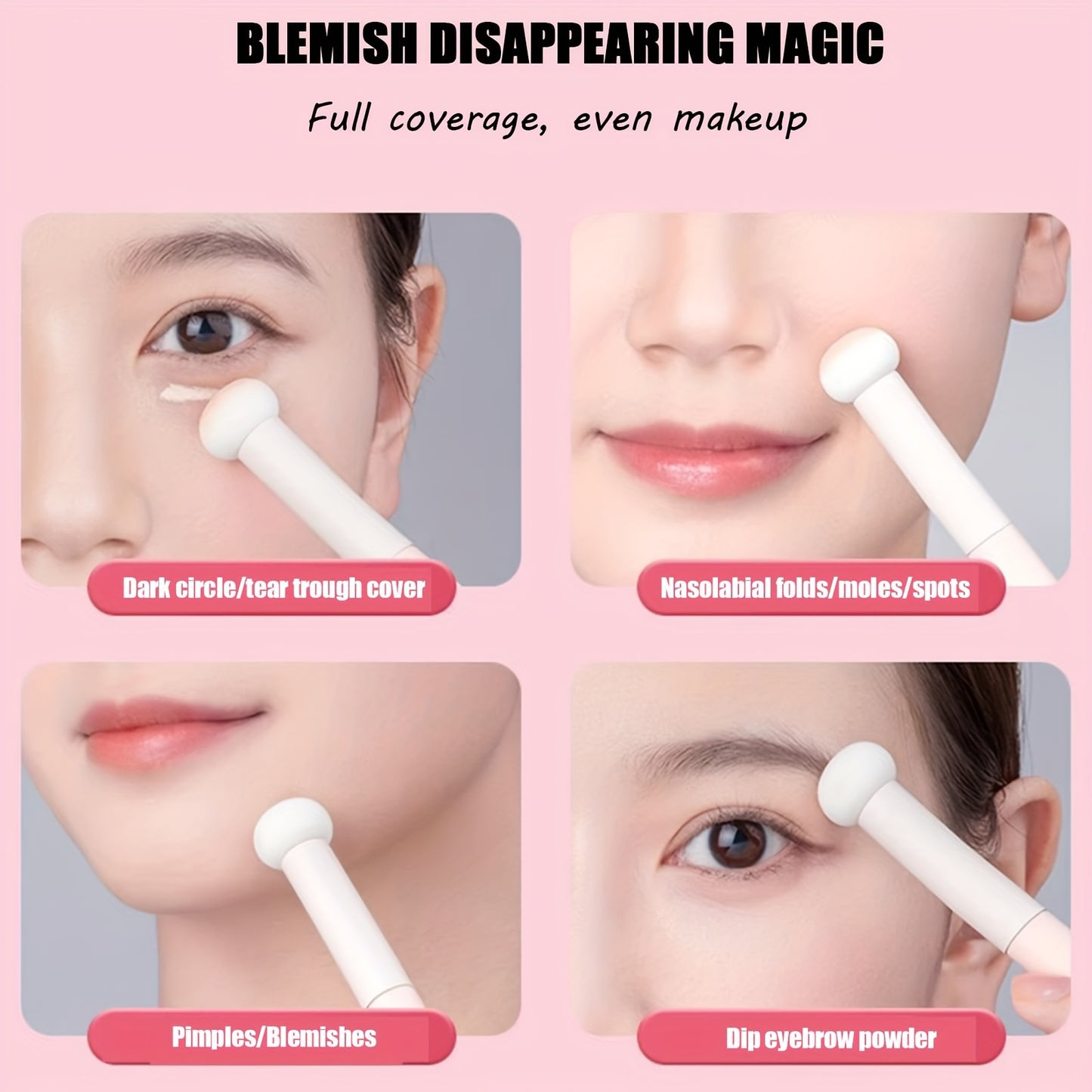 Professional Soft Mushroom Sponge Head Makeup Brushes, Concealer Brush Lipstick Lip Powder Puff & Foundation