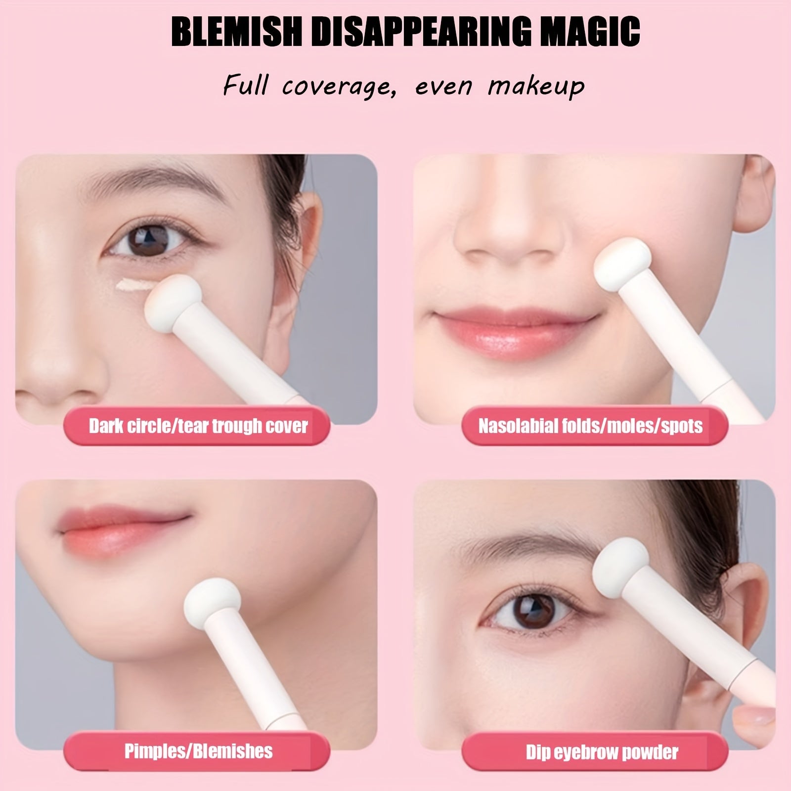Professional Soft Mushroom Sponge Head Makeup Brushes, Concealer Brush Lipstick Lip Powder Puff & Foundation