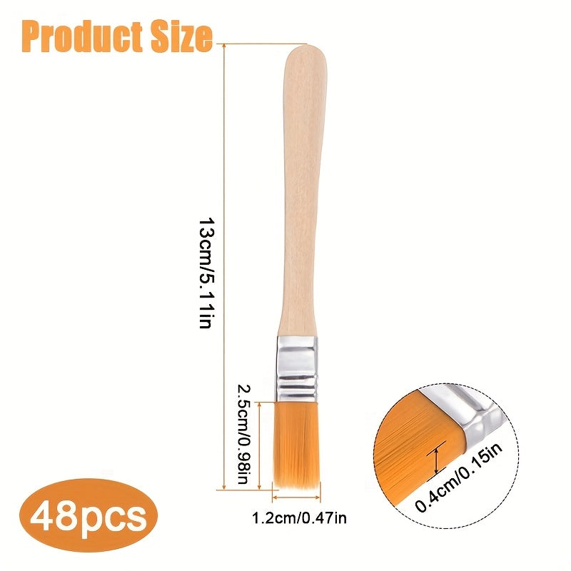 24/48/72 Mini Nylon Brushes Set, Wood Handle Art Paint Brush for Gouache, Acrylic & Wall Art, Soft Bristle Painting Tool