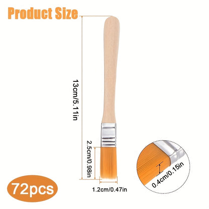 24/48/72 Mini Nylon Brushes Set, Wood Handle Art Paint Brush for Gouache, Acrylic & Wall Art, Soft Bristle Painting Tool