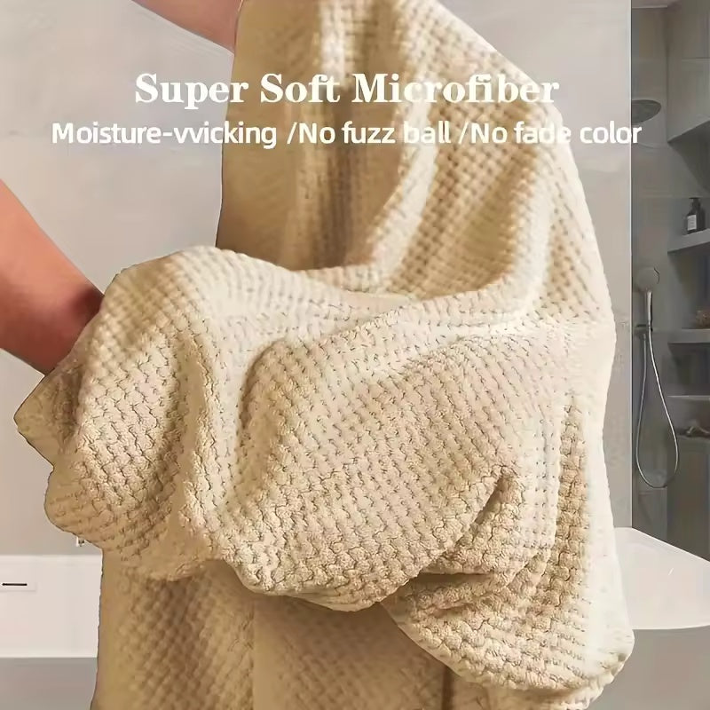 Large Hair Drying Towel Solid Color Water Absorbent Microfiber Wrap With Elastic Strap Soft Quick D 2