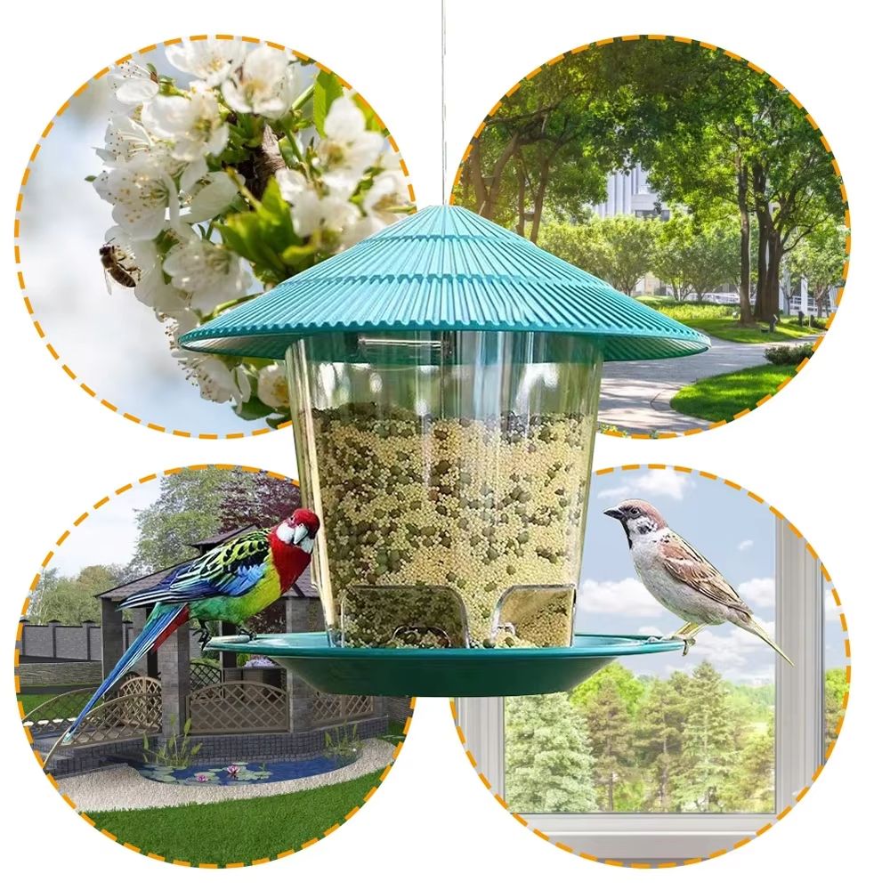 Automatic MultiHole Outdoor Bird Feeder Nut Dispenser 5