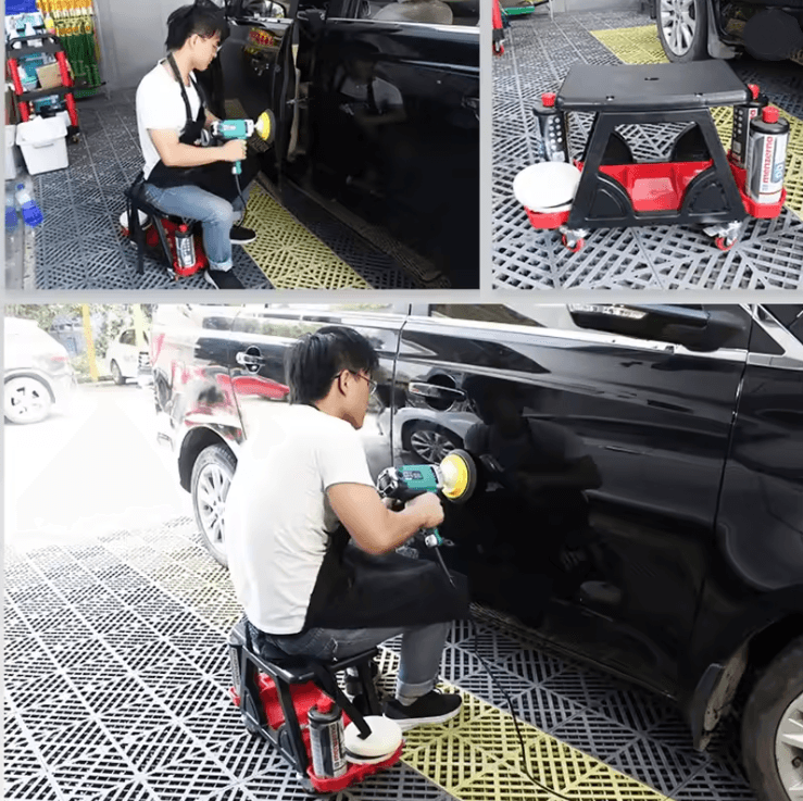 Multifunctional Car Wash Chair And Mobile Tool Cart With Pulley Wheels 1