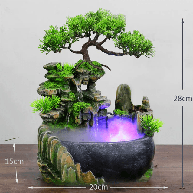 Feng Shui Desktop Water Fountain With LED Lights For Home And Office 2