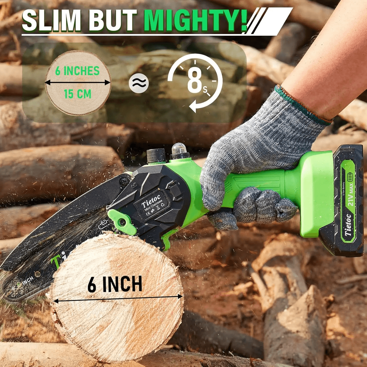 6 Inch Mini Cordless Chainsaw Battery Powered Handheld Electric Saw For Wood And Tree Trimming 1