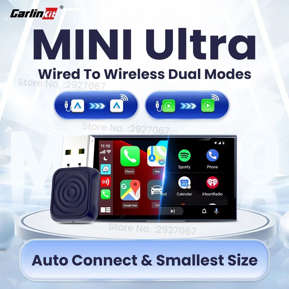 CarlinKit Mini Ultra Wireless CarPlay Adapter with Android Auto USB Plug and Play
